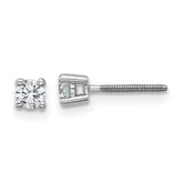 18k White Gold 1/4 carat Certified Lab Grown Diamond VS+ F+ Round Complete Four Prong Screwback Stud Earrings